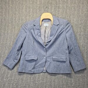 Vintage Pendleton Virgin Wool Blazer Jacket Womens Large Blue Made in USA Career